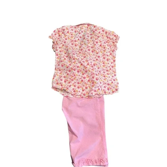 Vintage OshKosh B'gosh Girls' Floral Top & Pink Pants Set Size 6 Casual
